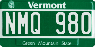 VT license plate NMQ980