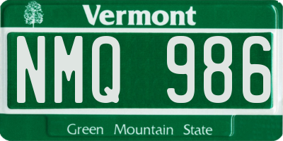 VT license plate NMQ986