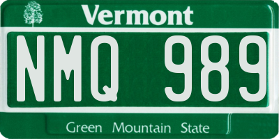 VT license plate NMQ989