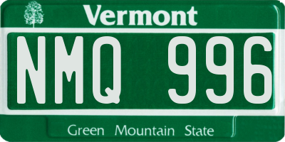 VT license plate NMQ996
