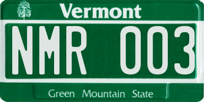 VT license plate NMR003