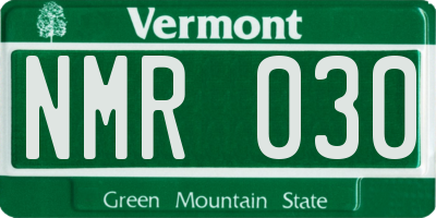 VT license plate NMR030