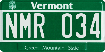 VT license plate NMR034