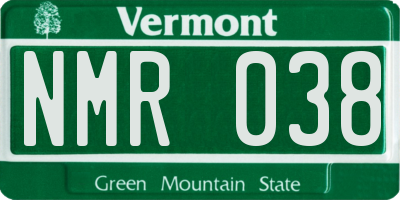 VT license plate NMR038