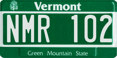 VT license plate NMR102