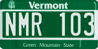 VT license plate NMR103