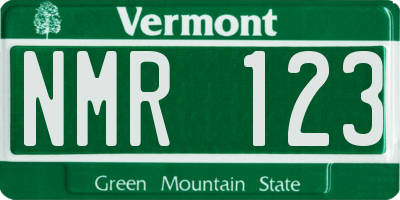 VT license plate NMR123