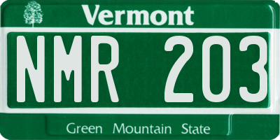 VT license plate NMR203