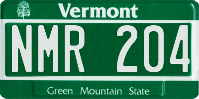 VT license plate NMR204