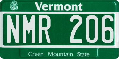 VT license plate NMR206