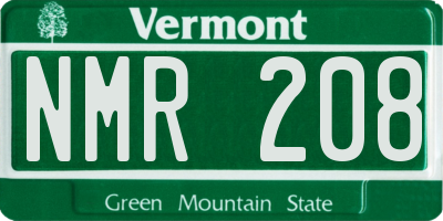 VT license plate NMR208