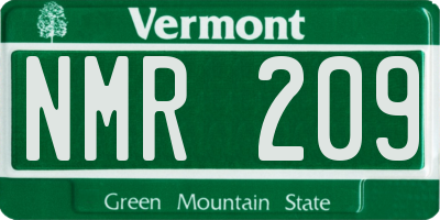 VT license plate NMR209