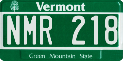 VT license plate NMR218