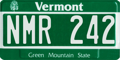 VT license plate NMR242