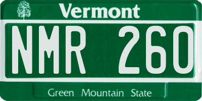 VT license plate NMR260