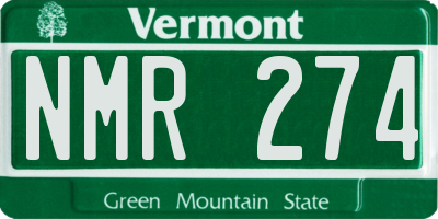 VT license plate NMR274