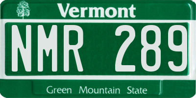 VT license plate NMR289