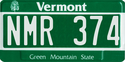 VT license plate NMR374