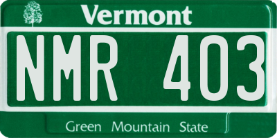 VT license plate NMR403