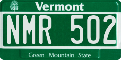 VT license plate NMR502