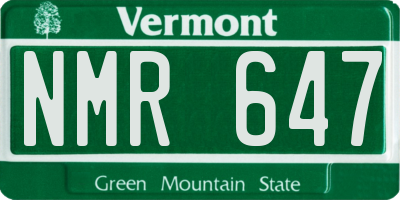 VT license plate NMR647