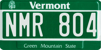 VT license plate NMR804