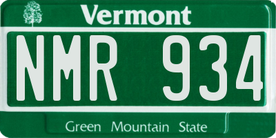 VT license plate NMR934