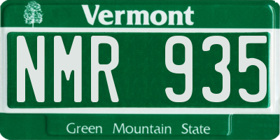 VT license plate NMR935