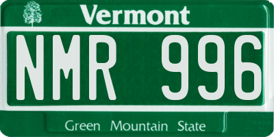 VT license plate NMR996