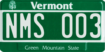 VT license plate NMS003