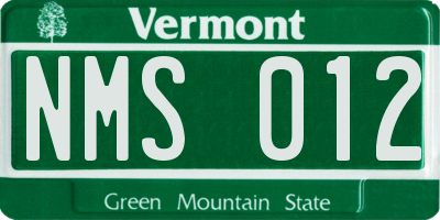 VT license plate NMS012