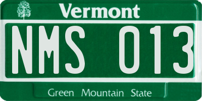 VT license plate NMS013
