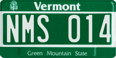 VT license plate NMS014