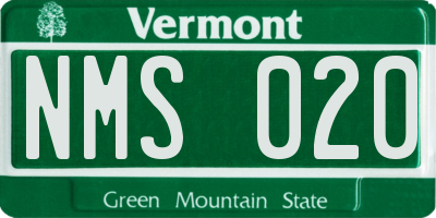 VT license plate NMS020