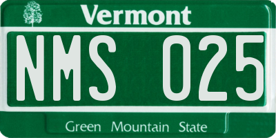 VT license plate NMS025