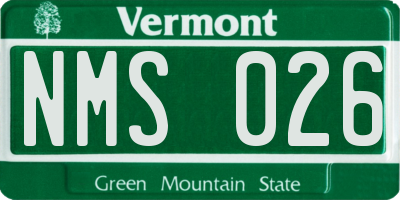 VT license plate NMS026