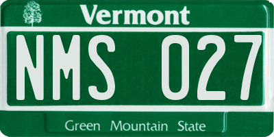 VT license plate NMS027