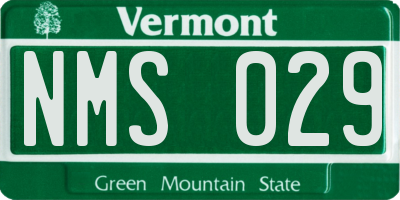 VT license plate NMS029