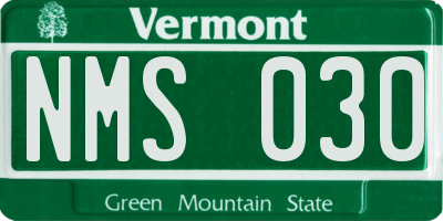 VT license plate NMS030