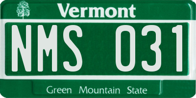 VT license plate NMS031
