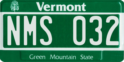 VT license plate NMS032