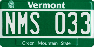 VT license plate NMS033