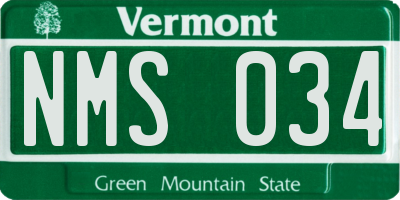 VT license plate NMS034