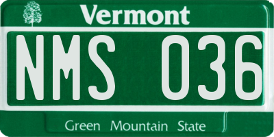 VT license plate NMS036