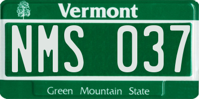 VT license plate NMS037