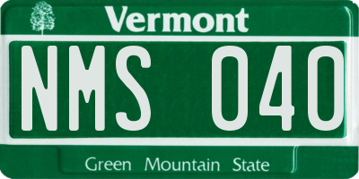 VT license plate NMS040