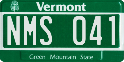 VT license plate NMS041