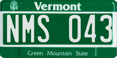 VT license plate NMS043