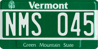 VT license plate NMS045
