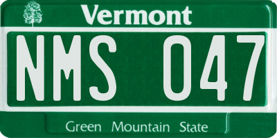 VT license plate NMS047